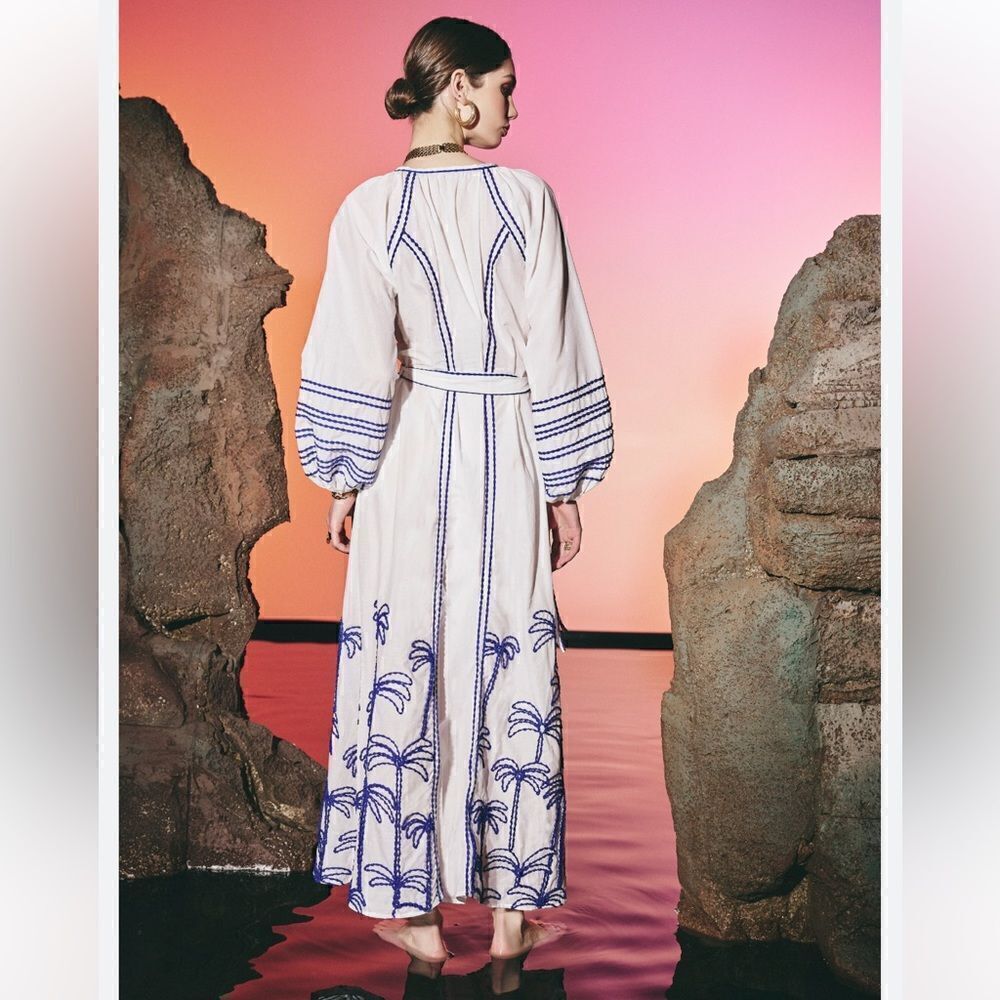 NWT LACE THE LABEL EMBROIDERED PEASANT DRESS Anthropologie Medium - Picture 16 of 16